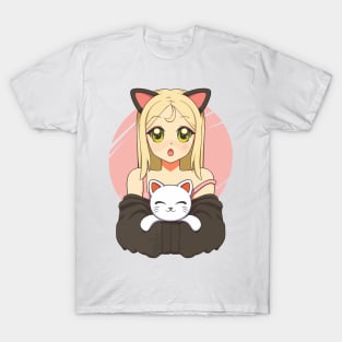 Anime Character holding a kitten T-Shirt